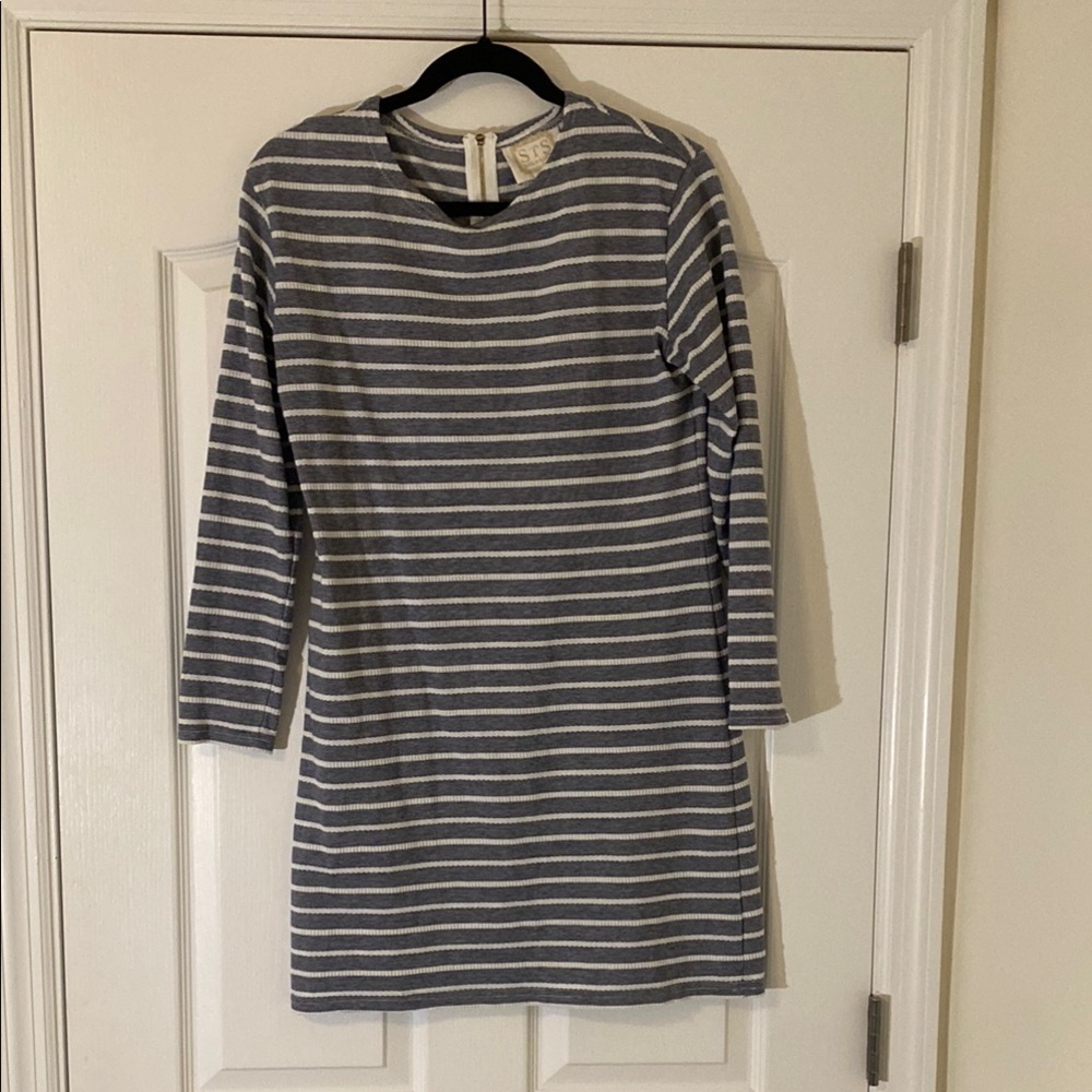 Sail to Sable | Blue and White Striped Dress | Small